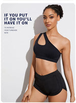 Women Sports Bra Push Up Fitness Bras One Shoulder Shockproof Yoga Bra Black White Yoga Running Bra Sexy Vest