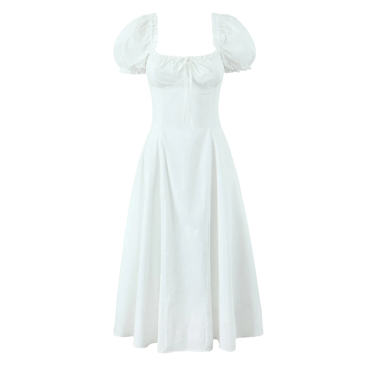 Bowknot Ruffles Light Blue Midi Dress Women's Summer Off Shoulder Short Sleeve Beach Dress Drawstring White A-line Vestidos 2025