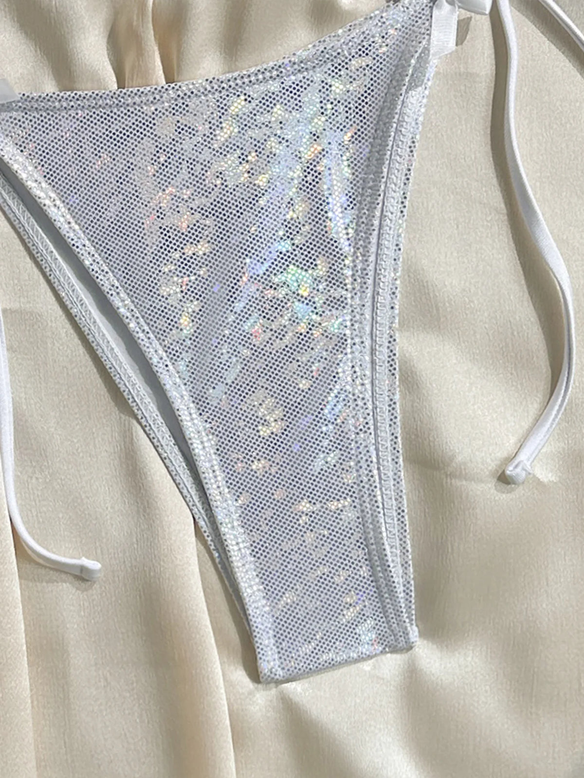 Shiny Brozing Neon Yellow Micro Bikini 2026 Women Sexy Bow Strap Push Up Bra Tie Side Thong Swimsuit Pool Bathing SuitSwimwear