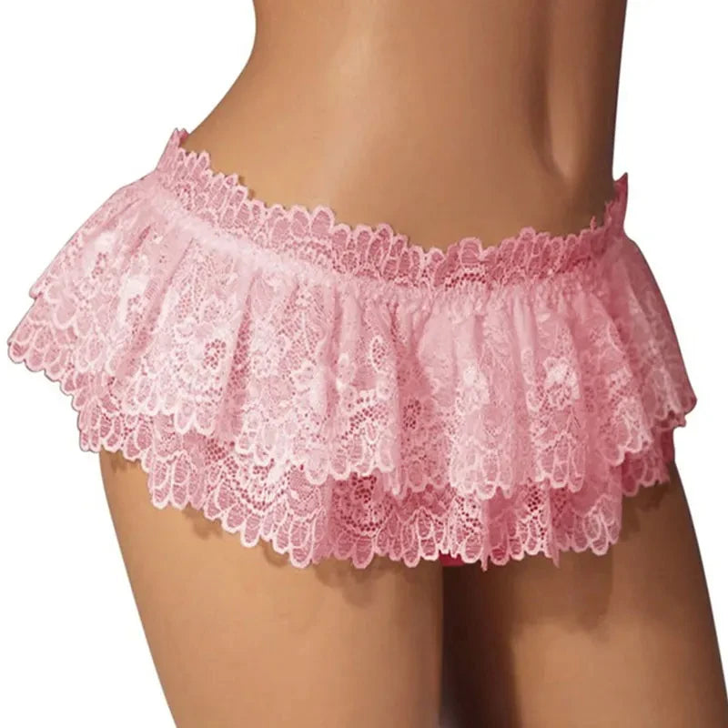Womens Sexy Cosplay Vintage Pleated Skirt Ultra Short Skirt Cute Nightwear Lace Thongs Panties Lingerie Briefs Mini Skirt