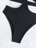 S - XL V Neck High Leg Cut One Piece Swimsuit Women Swimwear Female Bather Monokini Cross Bandage Bathing Suit Swim Beachwear
