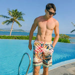 Print High Waist High Neck Swimsuit 3 Pcs Bikini Set Women Men's Swim Shorts Summer Surfing Suit Couples Bathing Suit Holiday