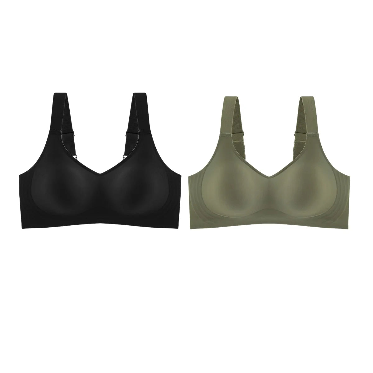 2Pcs/Set Women V-Neck Wireless Bra Smooth Invisible Mold Bralette One-Piece Seamless Support Bras Wide Strap Lingerie M-3XL