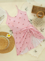 Vintage Black Floral Print Skirt Swimwear Women Halter Push Up Backless Bathing Suit Holiday One Piece Swimsuit 2026 Monokini