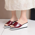 Women Slippers Retro Wedge Sandals Fish Mouth High Heels Shoes Women Thick Bottom Large Size