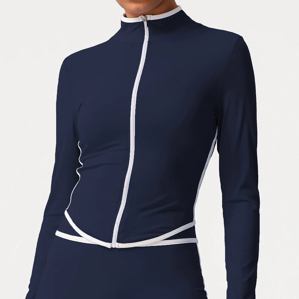Women's Yoga Top Color-Block Zipper Stand Collar Bare Jacket Autumn Winter Outerwear Running Fitness Long Sleeve Coat