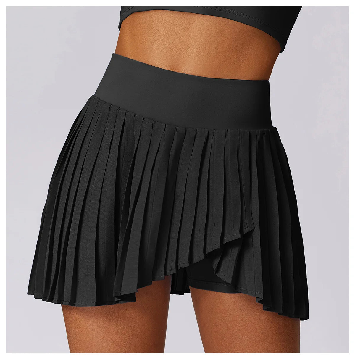 Sports Tennis Short Skirt Women's Summer Pleated Fake Two-piece Quick Drying Skort Fitness High Waist Pocket Yoga Running Skirts