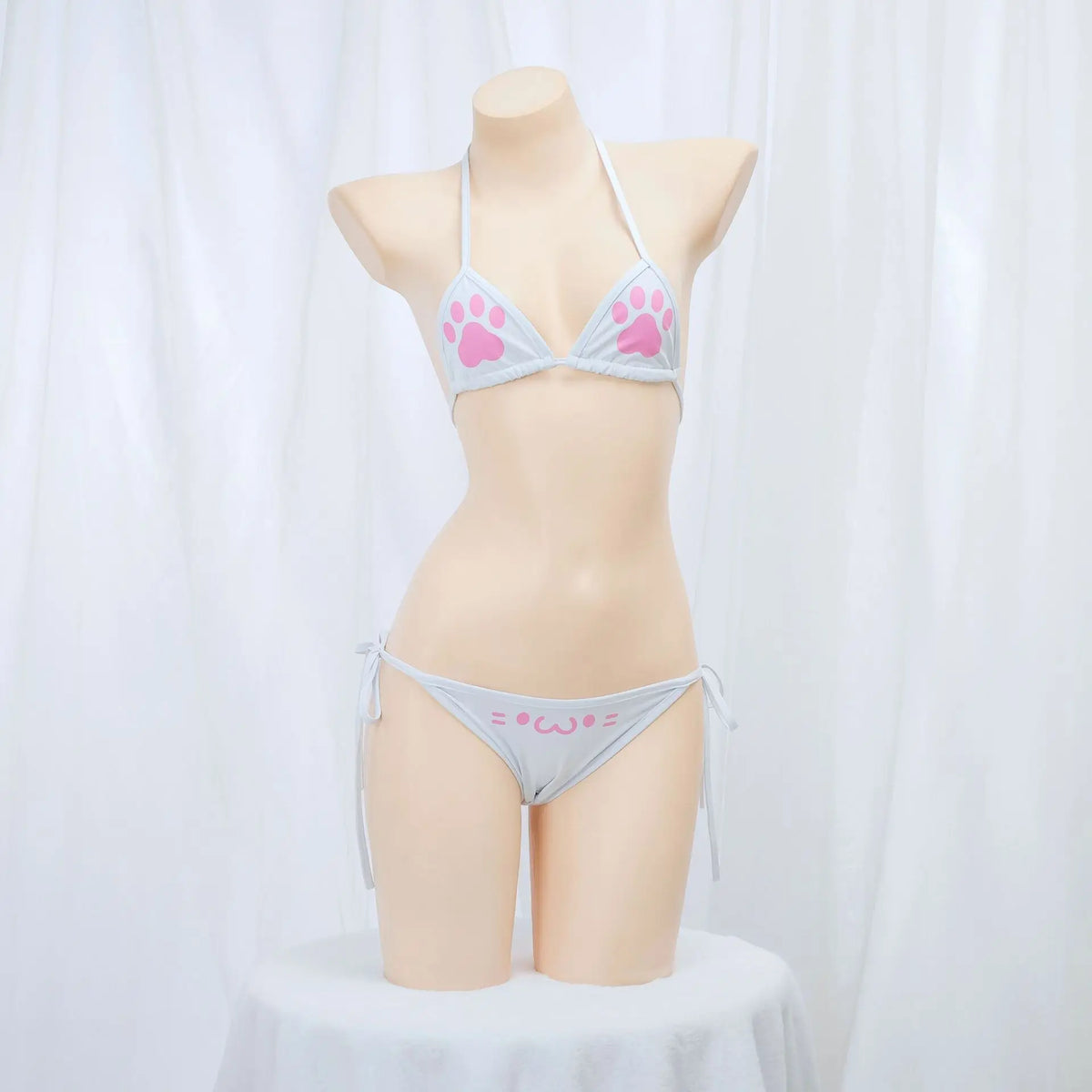Japanese Anime Kawaii Cat Paw Micro Bikini Set Women Girl Bandage Backless Mini Swimsuit Underwear Lingerie Bathing Suit