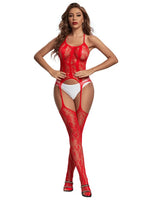 Seductive Fishnet Bodystocking for Women Hollow Out Mesh One Piece Lingeries Strappy Seduction Nightwear Clubwear Sheer Outfits