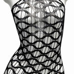 Sexy Mesh Halter Neck Hollow Out Open Crotch Dress With Exposed Chest And Sheer For Women Off-the-shoulder Mini Dress Charm RCIJ