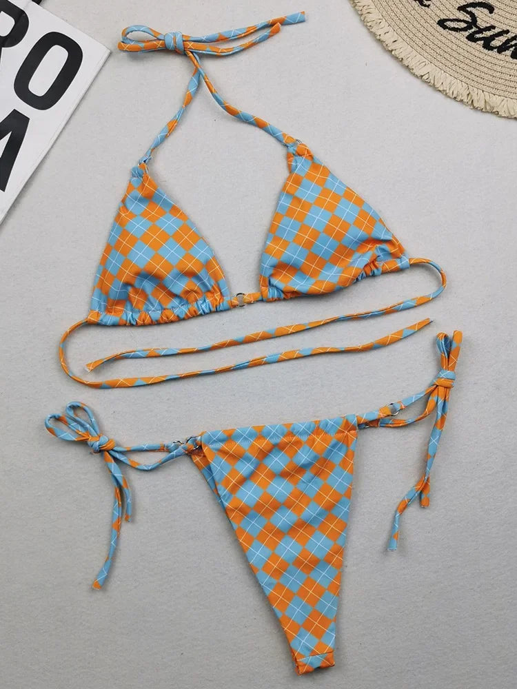 2025 Polka Dot Mini Micro String Bikini Women Swimsuit Female Bikinis Brazilian Swimwear Two Pieces Bikini Set Bathing Suit Swim