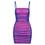 Chic Stacked Reflective Mini Dress Women Sleeveless Show Chest Bodycon Vestidos Summer Party Slim Stretchy Elegant Sheath M888