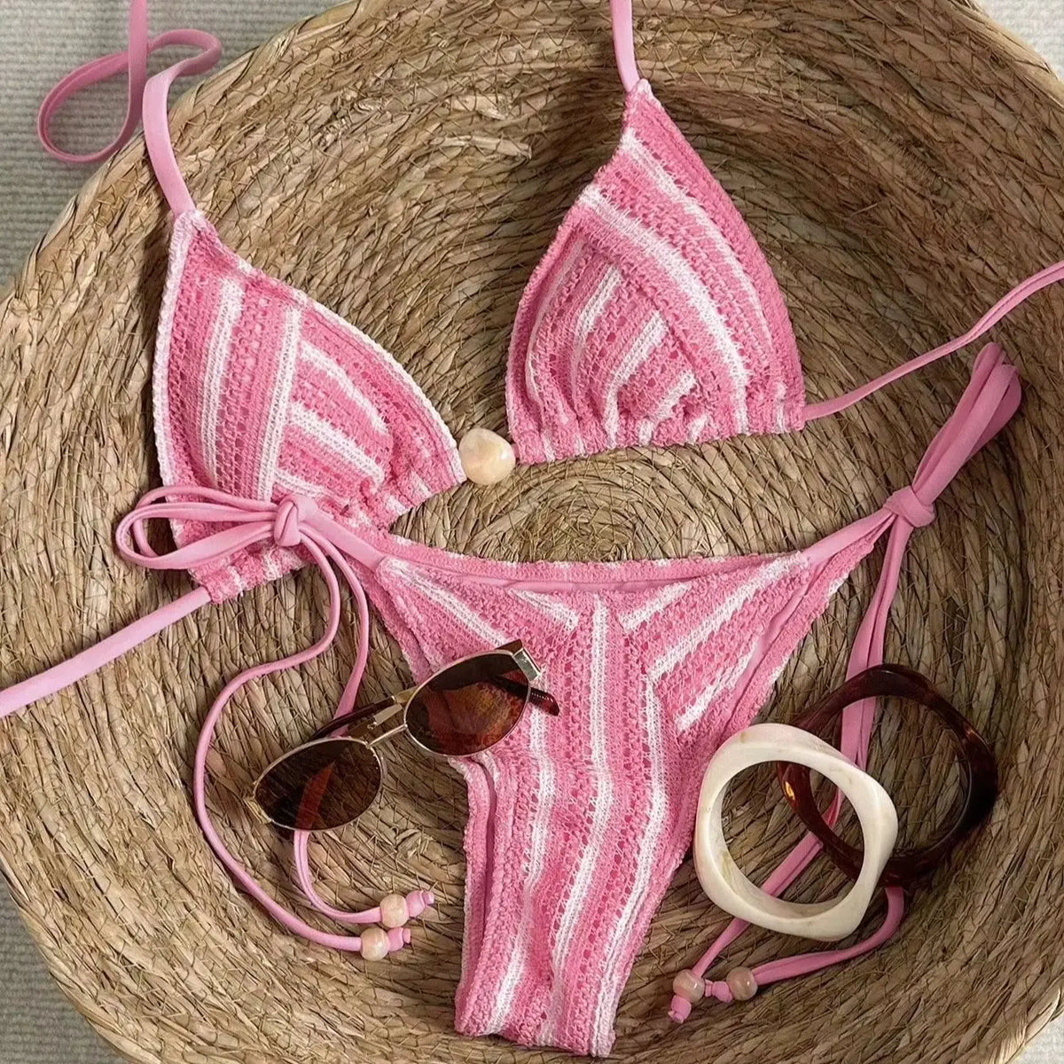 DEKA Weave Mash Pink Sexy Bikinis Set Swimsuit Women's Swimwear Push Up Female Beach Swimming Wear Bathing Suit Pool Bather 2026