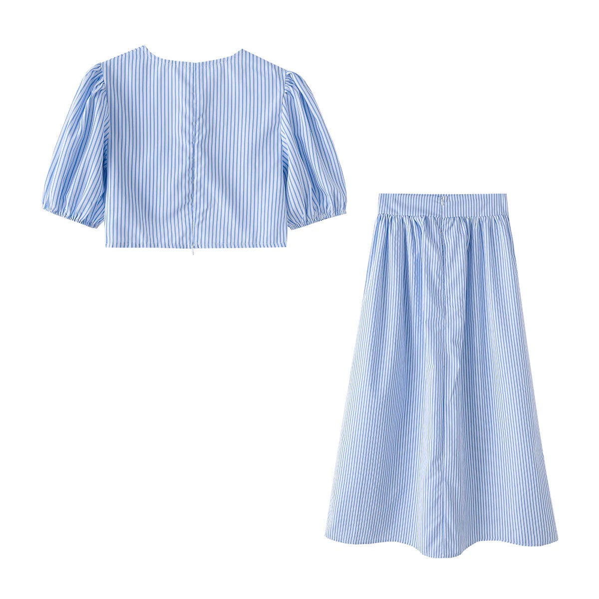 Foridol Striped Women Summer New in Matching Sets Top+skirtTwo Piece Set Outfits 2025 Light Blue Beach Casual Elegant Suit