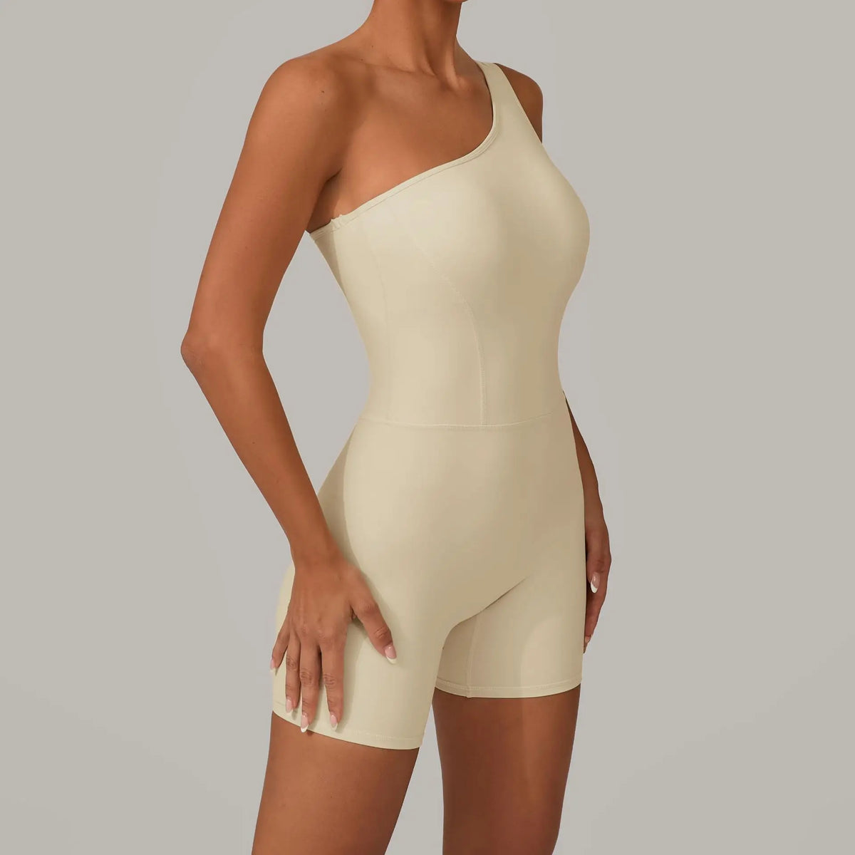 Summer One Shoulder Yoga Short Jumpsuit Women Sexy Cut Out Backless Scrunch Booty One Piece Suit Gym Workout Fitness Clothes