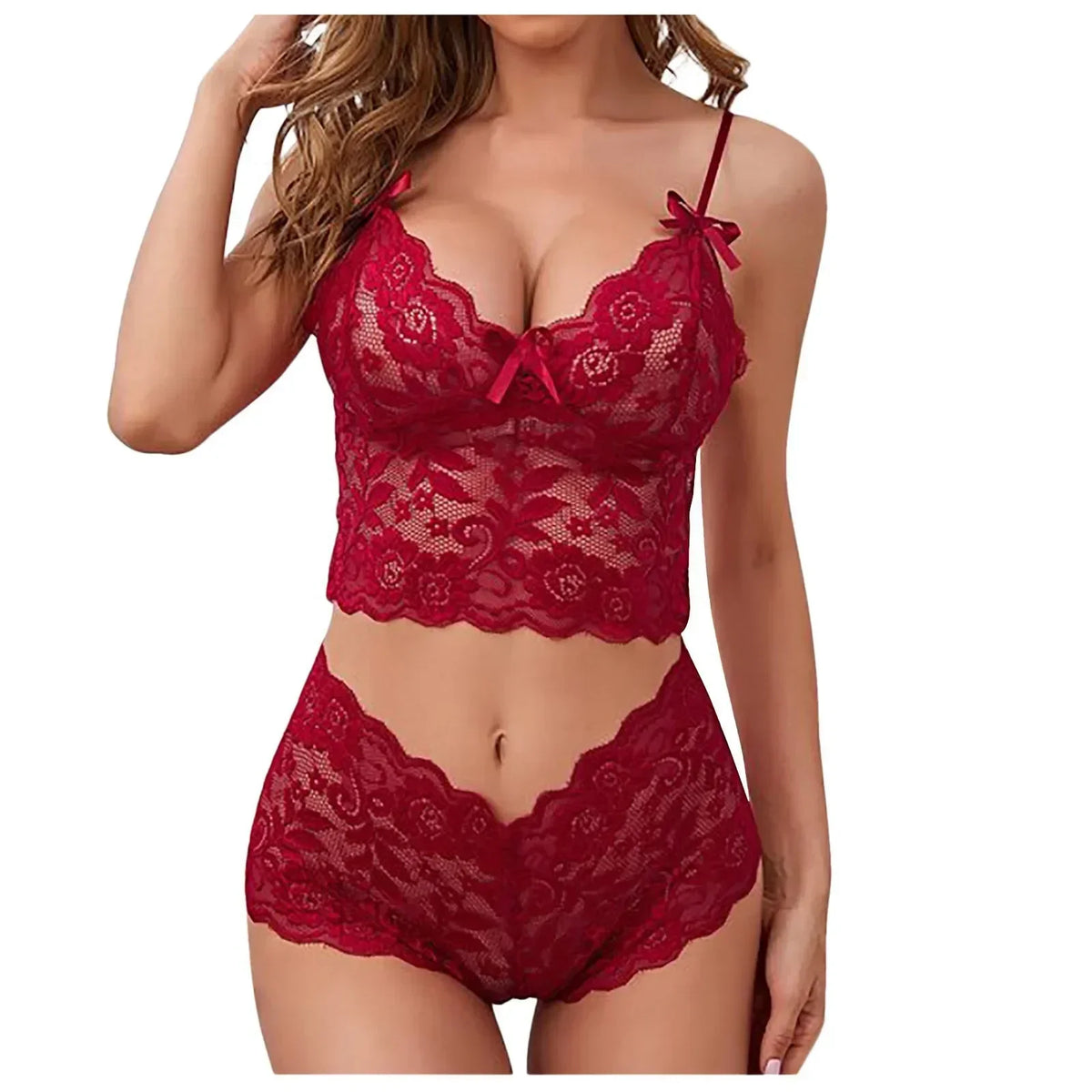 2026 Sexy Lace Flower Printed Lingerie Set for Women Thin Adjustable Shoulder Strap Triangle Cup Bralette And Underwear Suit