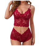 2026 Sexy Lace Flower Printed Lingerie Set for Women Thin Adjustable Shoulder Strap Triangle Cup Bralette And Underwear Suit
