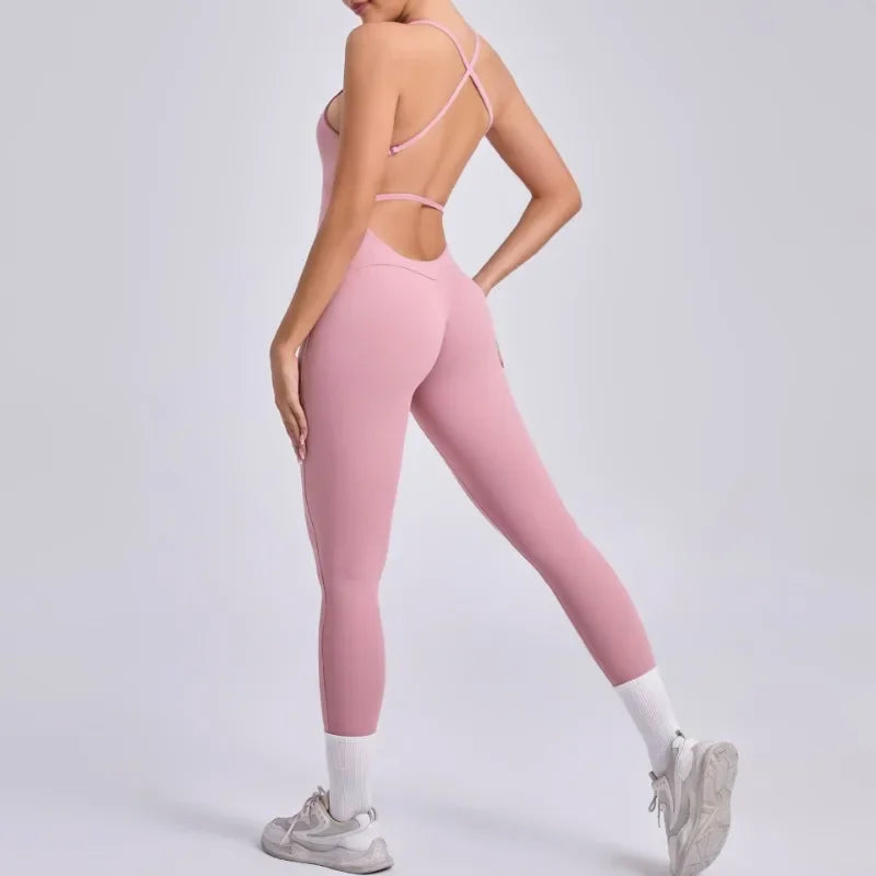 Women's Yoga Jumpsuits Sports Fitness Hip-lifting Cross Beauty Back Adjustable Straps One-piece Training Workout Gym Bodysuits