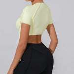No Padded Women Yoga Sport T Shirts Fitness Clothes Short Sleeve Yoga Shirt Gym Top Running Active Wear Sport Tops