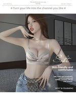 MOYISU Lingerie Women's Small Chest Gathering Summer No Underwire Retraction Breast Anti-sag Flat Bra Cover Underwear Set