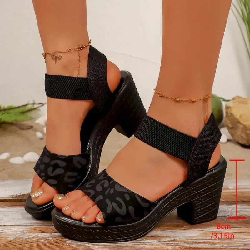 2026 Women High Heel Sandals Platform Comfortable Chunky Sandals Summer High Heel Slippers Woman Plus Size Outdoor Shoes Women