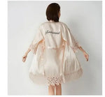 Champagne Bride Bridesmaid Wedding Robe Lace Sleepwear Home Wear Sexy Satin Bathrobe Gown Female Nightdress Intimate Lingerie