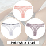 3Pcs/set Lace Thongs Women Floral G-string Underwear Trendy Letter T-Back Underpants Sexy Low Waist Bikini Panties Ladies Panty