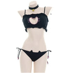 Japanese Anime Cat Cosplay Uniform Bra Panties Set Women Intimates Kawaii Lolita Hollow Out Sexy Lingerie Underwear Set