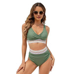 Woman Swimsuits V-Neck Tummy Control Women Bikini Set Removable Padding High Waist Bathing Suit For Vacation Women's Clothing