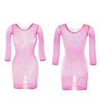 1PC Women Sexy Fishnet Beach Cover Up Long Sleeves Hollow Out Bodycon Dress See Through Summer Swimwear