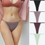 4Pcs Cotton Lace Panties Sexy G-String Women's Underwear Low Waist Comfortable Lingerie Briefs Adjustable Waist Thong Intimates