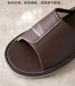Big Size EU48 Indoor Slippers For Women Men Spring Summer House Shoes Soft Leather Anti-slip Open Toe Couples Home Floor Slides