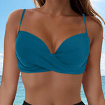 Women's Sexy Bikini Bra Fashion Push Up Underwear Swimsuit Solid Color Cross Tie Bra Pad No Steel Swimsuits Bikini Lenceria