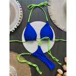 Splicing Halter Mini Thong High Cut Bikini Women Swimwear Female Swimsuit Two-Pieces Bikini Set Bather Bathing Suit Swim V6071