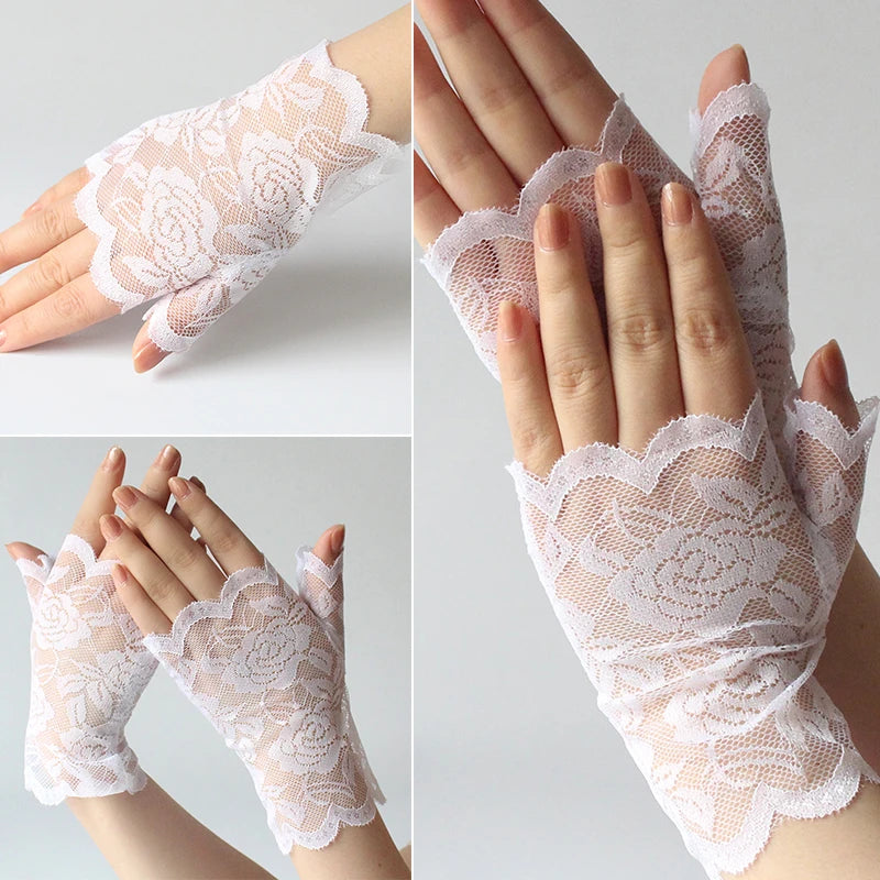 Summer Driving Sunscreen Lace Gloves Women Sailor Dance Gloves Long Fingerless Ladies Sexy Fishnet Gloves Mesh Mitten Handschoen