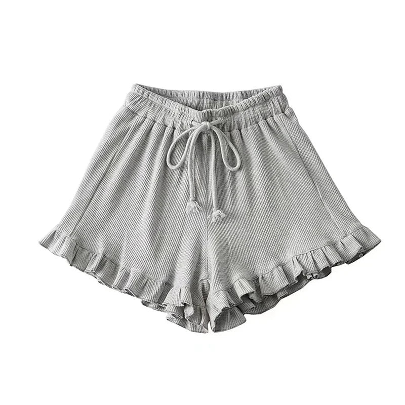 New Women's Sleeping Pants Casual Shorts Waffle Style Morning Running Sports Pants Fashionable and Trendy Lace Hot Pants Y2K