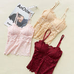 Lace Bra Top Women's Floral Lace Bralette Sexy Lingerie Non-wire Underwear Adjustable Straps Camisoles Bra Removable Pads