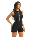 2025 New Black Zipper One Piece Swimsuit For Women Sports Swimwear Female Tight Bodysuit Monokini Bathing Suit Summer Beach Wear