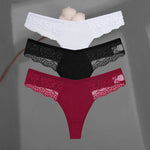 3Pcs/set Cotton Thongs Lace Bikini Underpants Women S-XL T-Back Underwear Ladies G-string Soft Thong Panties Female Lingerie New