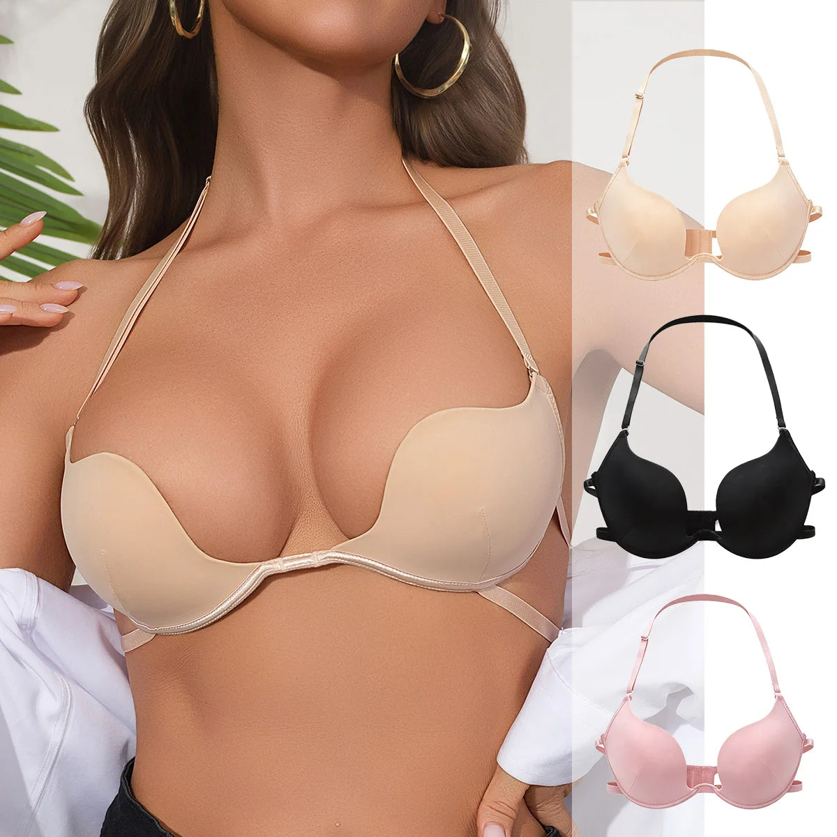 New European sexy backless hollow out multi-color bra 3/4 cup push up bra multi size underwear women Lingerie J2943