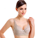 Sexy Lace Bra Plus Size A B C D Cup Underwire Gather Adjustment Plunge Lingerie Bras For Women Embroidery Underwear BH Top
