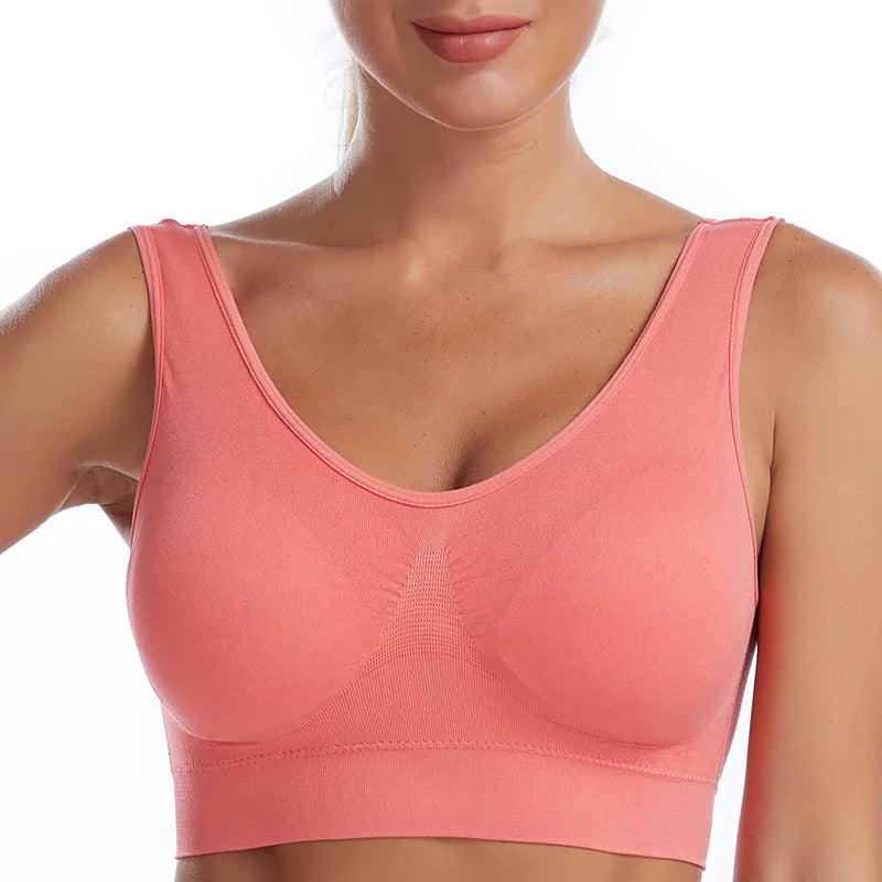Shockproof Sports Yoga Bra for Women Removable Breast Pad S-7XL Sexy Elastic Back Cotton Sleep Bra Comfortable Sleepwear Top