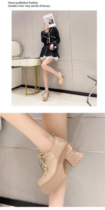 Spring Women Pumps Black Loafers Chunky 10CM High Heels High Platform British Autumn Ladies Thick Bottoms Shoes 2026 New