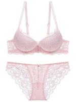 1 Set Elegant Lace Embroidery & Breathable Fabric Lingerie Set: Push-Up Bra, Drop Waist Sheer Panty - Ultimate Valentine's Day