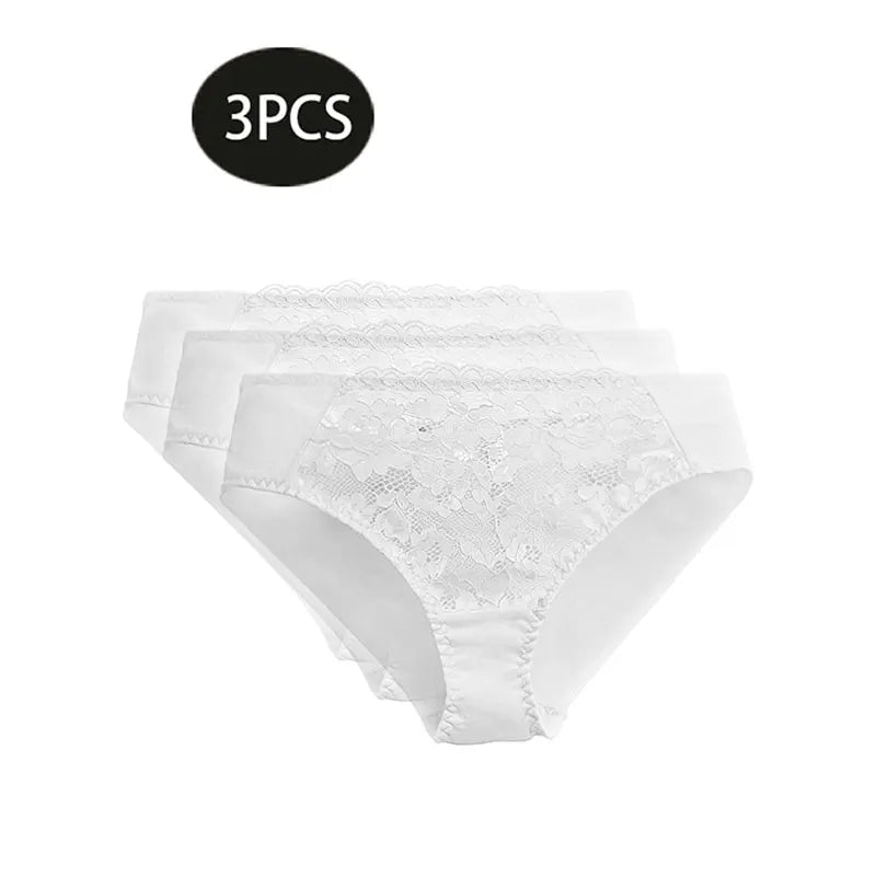 Lace Women's Underwear with Pure Cotton Breathable Crotch, Low-Waist Triangle Panties, Mesh Sexy Underwear, Butt-Lifting