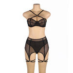 Plus Size Sensual Lingere Exotic Bandage Bra Garter Briefs Sets Transparent Intimate Hard Woman Luxury Fancy Underwear Bra Set
