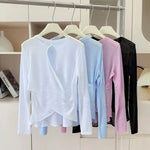 Autumn Thin Loose Long Sleeve Gym Breathable Yoga Blouse Hollow Beauty Back Running Cross Yoga Clothing Fitness Pilates Top Suit