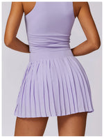 Sports Tennis Short Skirt Women's Summer Pleated Fake Two-piece Quick Drying Skort Fitness High Waist Pocket Yoga Running Skirts