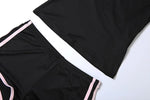 2026 New Women's Sexy Hot Girl Slim Fit Crop Top Shorts Set Solid Color Block High Waist Shorts Two Piece Outfit