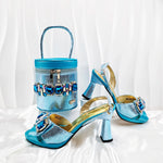 doershow new come Matching Women Shoe and Bag Set Decorated colorful Nigerian Shoes and Bag Set Italy Shoes and Bag setHF1-1